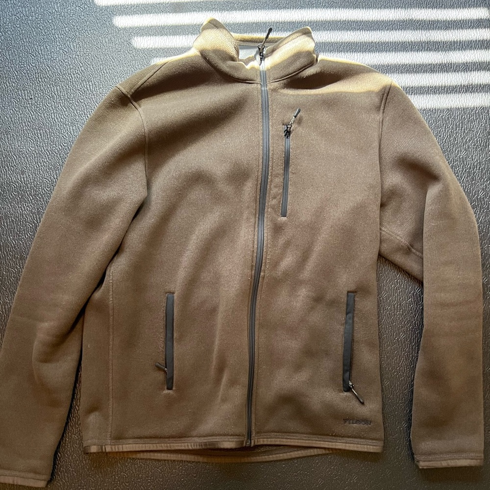 Filson ridgeway fleece zip up jacket coat sweater dark brown